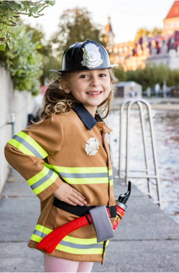 Costume de pompier brun avec accessoire 5-6 ans | Boutique de jouets Lydie